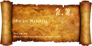 Uhrin Mihály névjegykártya