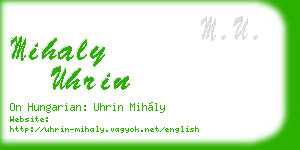 mihaly uhrin business card